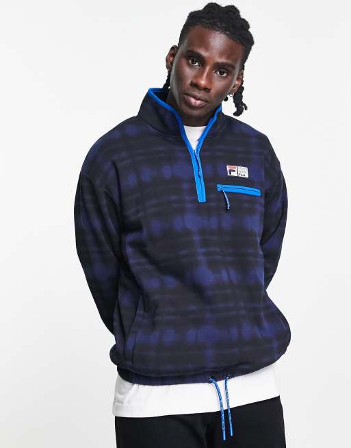 Fila – Czarno-niebieski polar z zamkiem pod szyją 