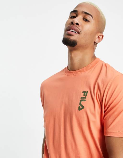 Fila Deckhand back print logo t shirt in orange ASOS