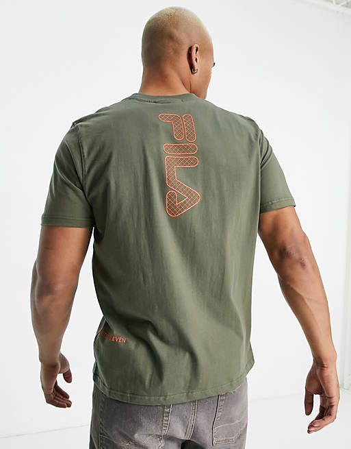  Fila Deckhand backprint logo t-shirt in olive green 