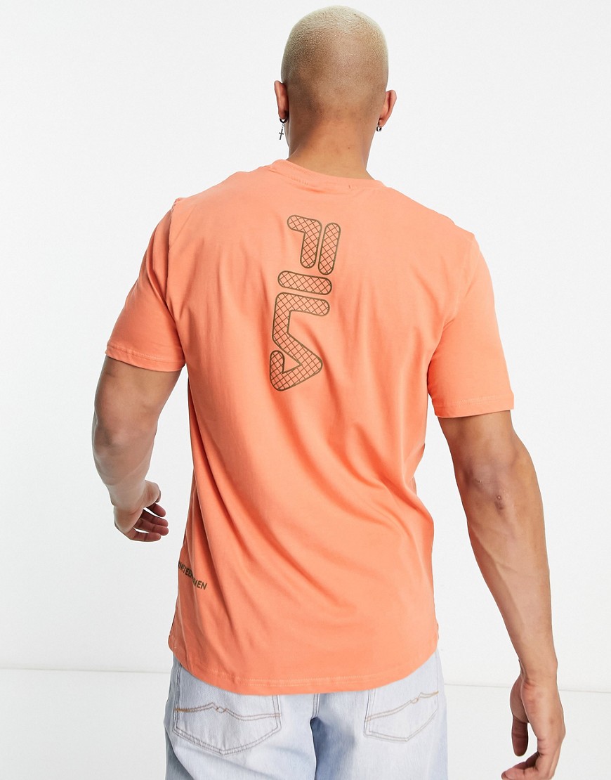Fila - Deckhand - T-shirt met logo en print op de rug in oranje