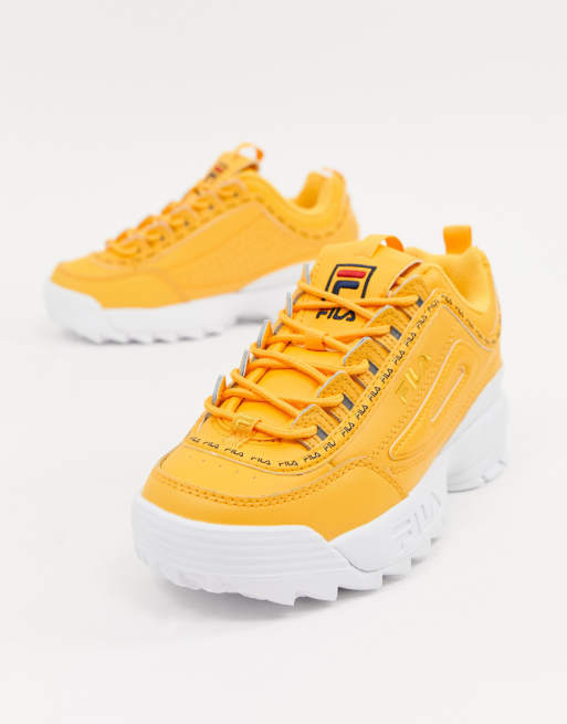 Fila – Disruptor 2 – Hochwertige gelbe Sneaker mit Logo-Applikation ... Fila – Disruptor 2 – Hochwertige gelbe Sneaker mit Logo-Applikation ...