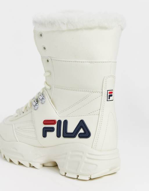 Fila disruptor best sale shearling boots white