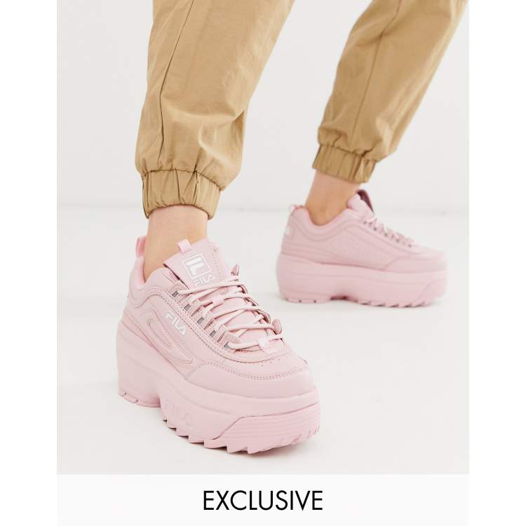 Fila Disruptor II platform wedge sneakers in pink exclusive to