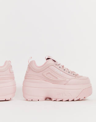 white filas with pink