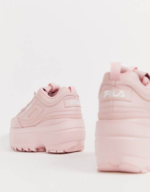 Fila Disruptor II platform wedge sneakers in pink exclusive to ASOS