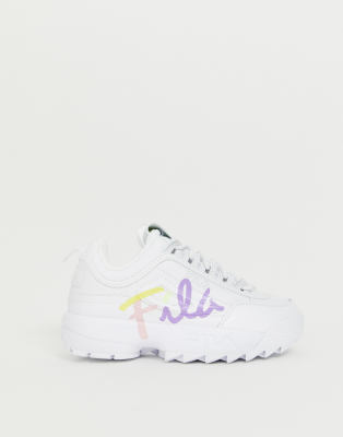 fila disruptor 2 script white