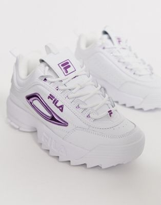 Fila - Disruptor II - Sneakers bianche e viola metallico | ASOS