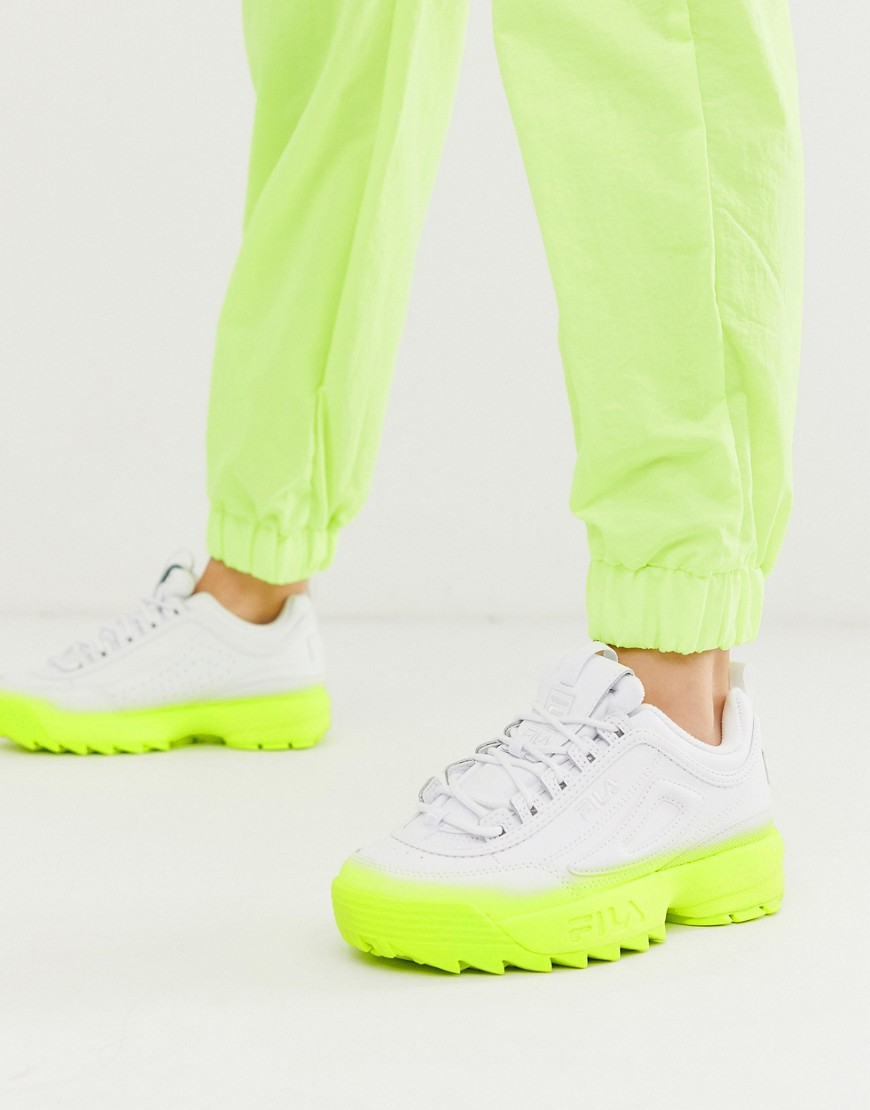Fila - Disruptor II - Sneakers con suola gialla sfumata-Bianco
