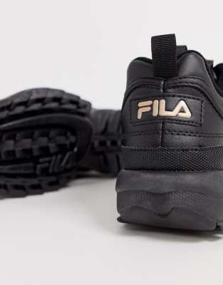 Fila trainers black hot sale and gold