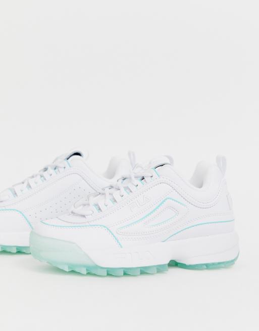 Blue and white store fila disruptor