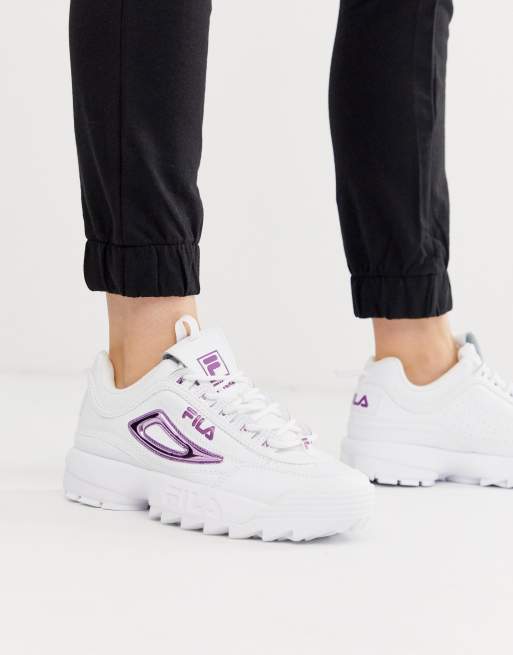 Fila disruptor white store and purple