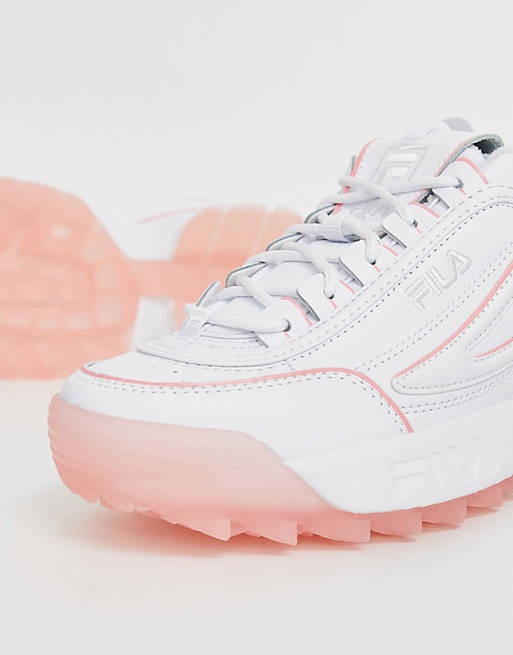 essay onwettig Immuniseren Fila - Disruptor II - Sneakers in wit met roze zool | ASOS