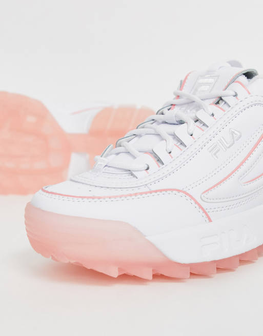 Eeuwigdurend Haarzelf Boek Fila - Disruptor II - Sneakers in wit met roze zool | ASOS