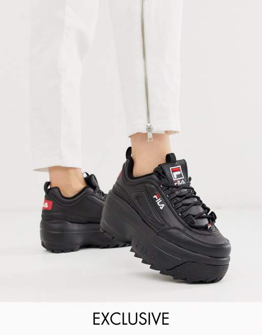 Fila Disruptor II Sneakers met sleehak en plateauzolen in zwart