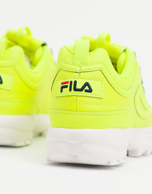 Fila Disruptor II trainer in neon yellow