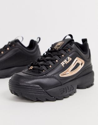fila trainers black and gold