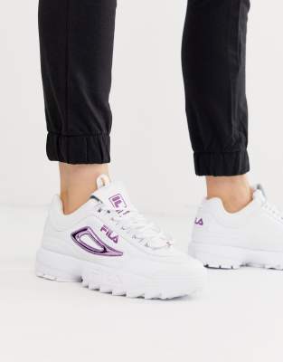 fila white and purple disruptor