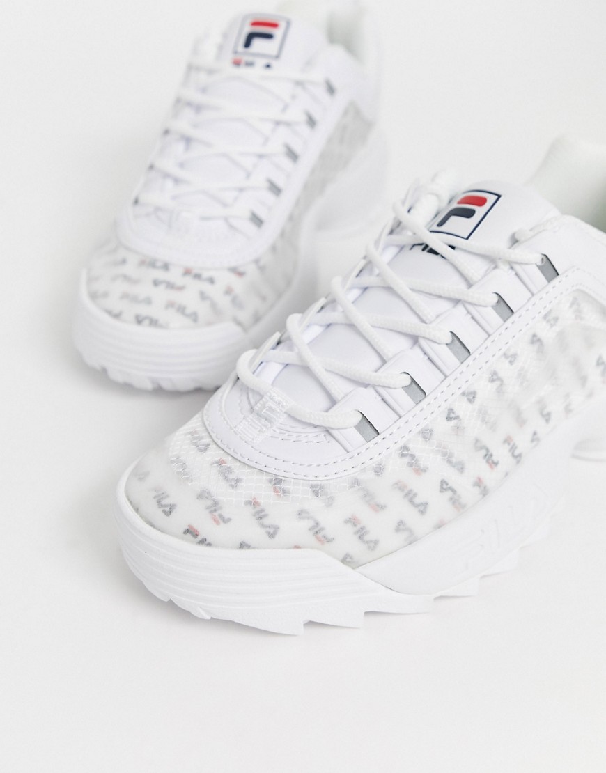 Fila Disruptor II trainers with clear logo panel-White