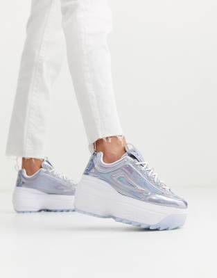 fila disruptor 2 white and silver