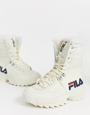 Fila - Disruptor - Laarzen met bontrand in wit | ASOS