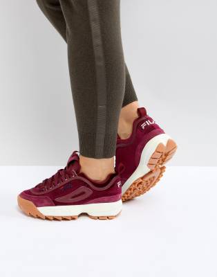 burgundy fila shoes