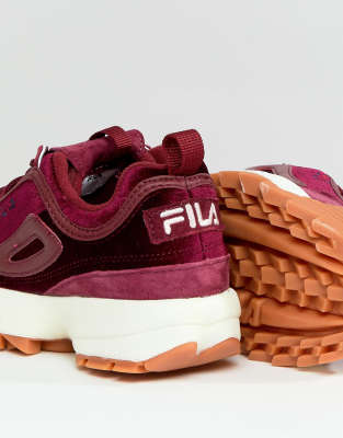 Fila - Disruptor - Sneakers bordeaux effetto velluto | ASOS