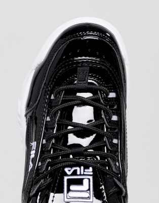 fila disruptor trainers in patent black