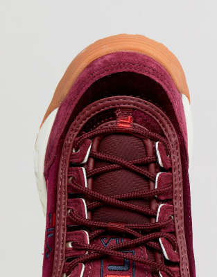 burgundy fila trainers