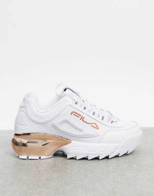 Fila disruptor trainers in chrome-White