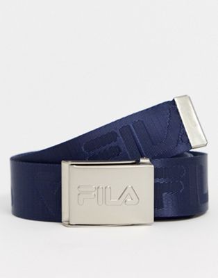 Fila - Duece - Geweven riem met meerdere logo's in marineblauw