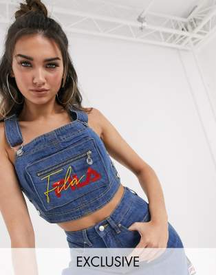 Denim overall sales crop top