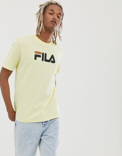 Yellow and white sales fila shirt