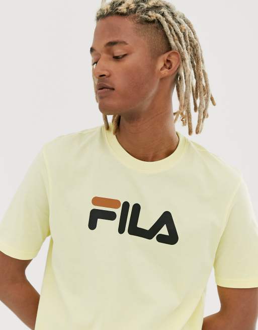 Yellow fila hot sale shirt men