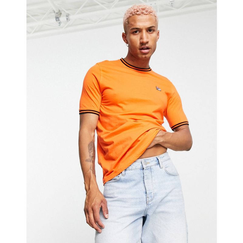 lim02 Uomo Fila - Euro - T-shirt arancione con logo e profili a contrasto