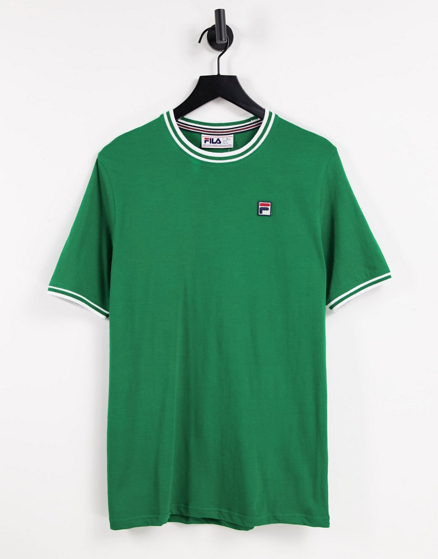Fila - Euro - T-shirt met gekleurde randen en logo in groen