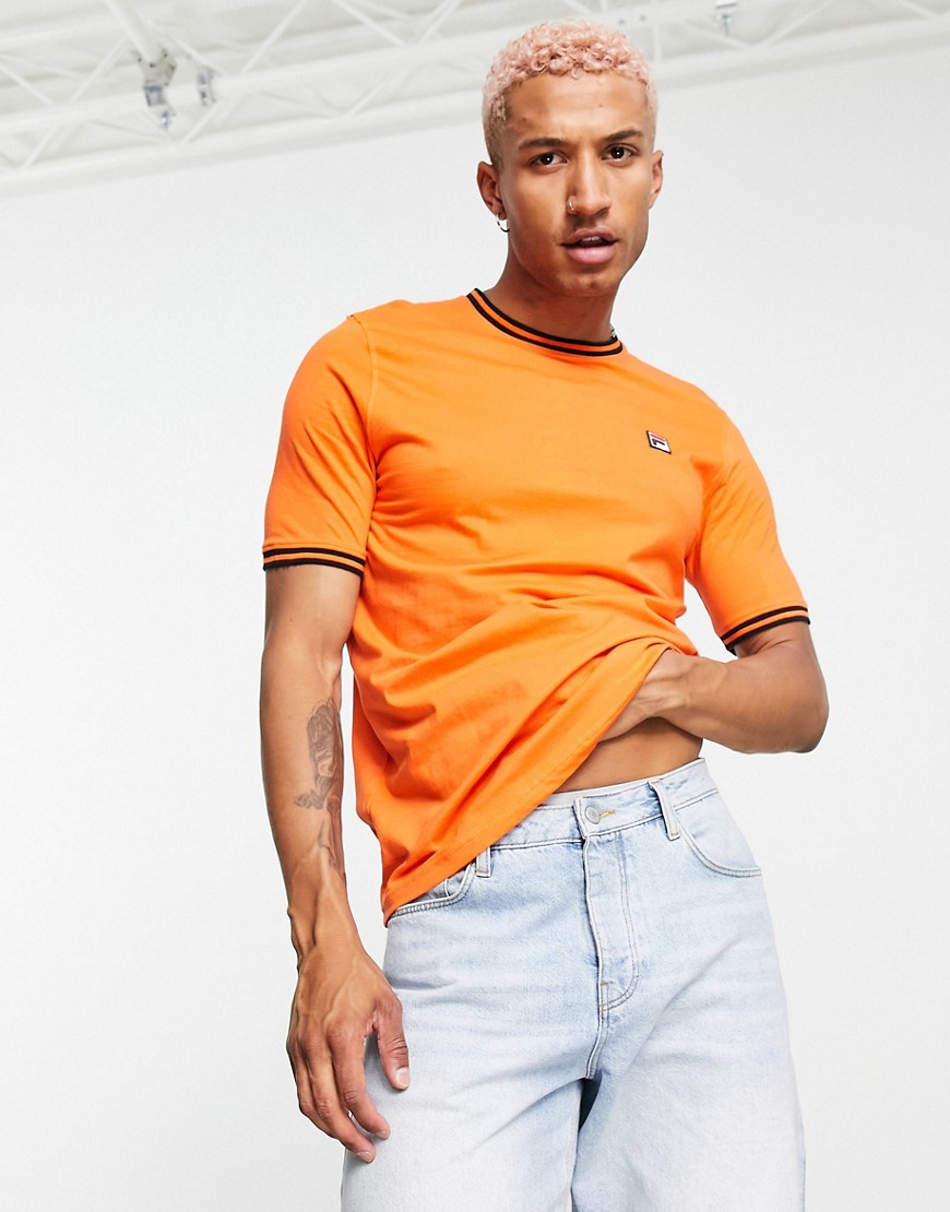 Fila - Euro - T-shirt met gekleurde randen en logo in oranje