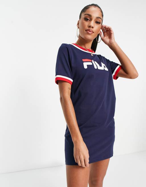 Fila Exclusivite Asos Robe T Shirt A Grand Logo Sur Le Devant Bleu Marine Asos