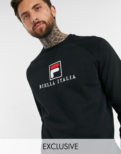 Fila Fella Essential raglan logo sweatshirt in black exclusive at ASOS