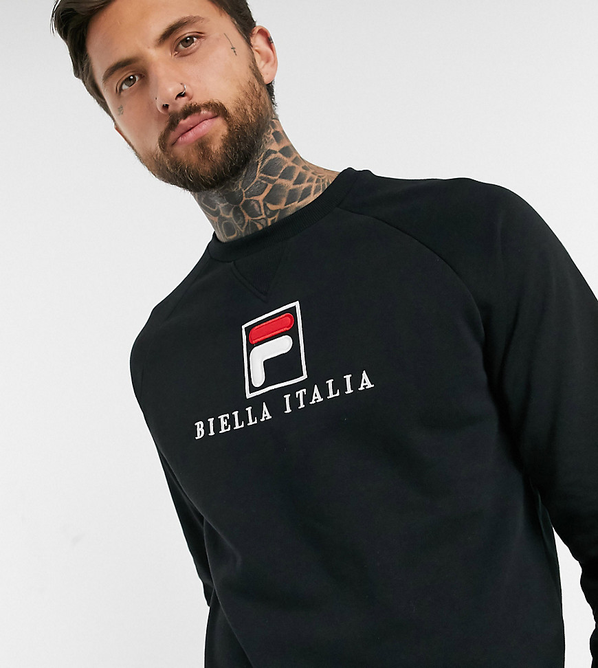 Fila Fella Essential raglan logo sweatshirt in black exclusive at ASOS