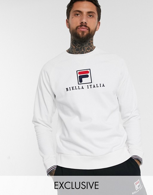 Fila Fella Essential raglan logo sweatshirt in white exclusive at ASOS