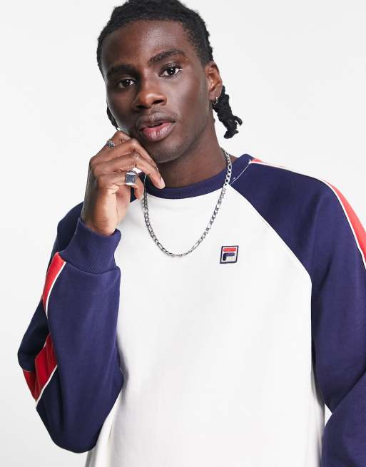 Fila - Felpa color block écru e blu navy