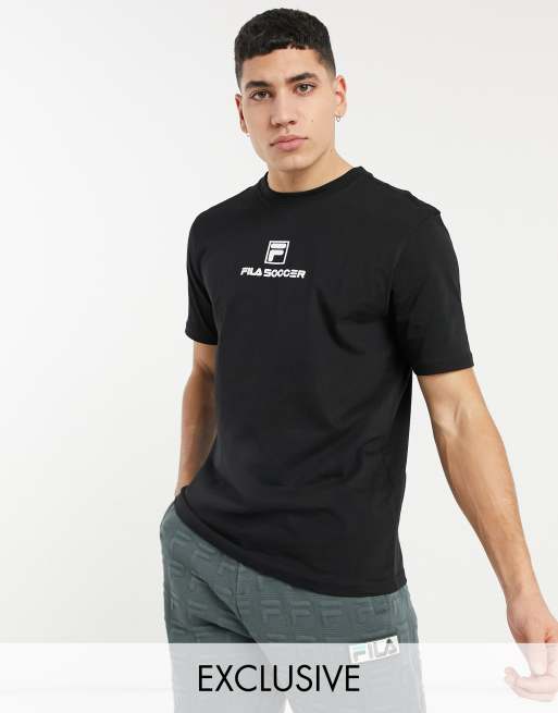 Fila football chest logo T shirt in black Exclusive to ASOS