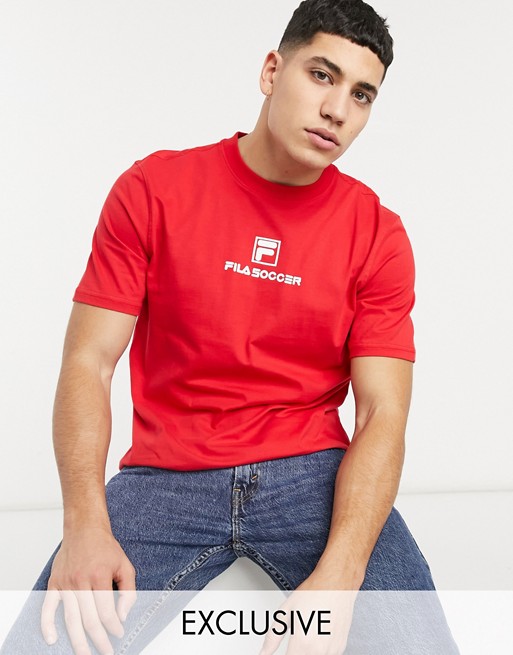Fila football chest logo t-shirt in red exclusive to ASOS