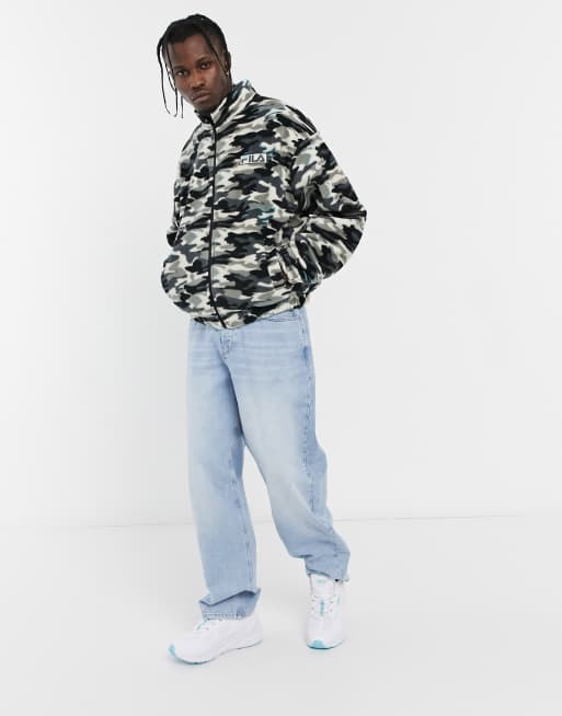 Fila frantry polar fleece zip through sweat in camo