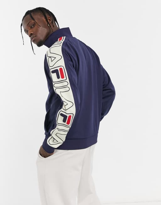 Fila Gatlin Giacca sportiva blu navy con fettucce larghe ASOS