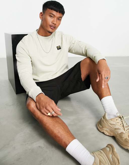 Fila - Gestreept sweatshirt met elleboogpads in lichtbeige