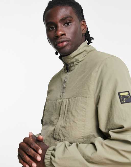 Fila gold half zip jacket in khaki | ASOS