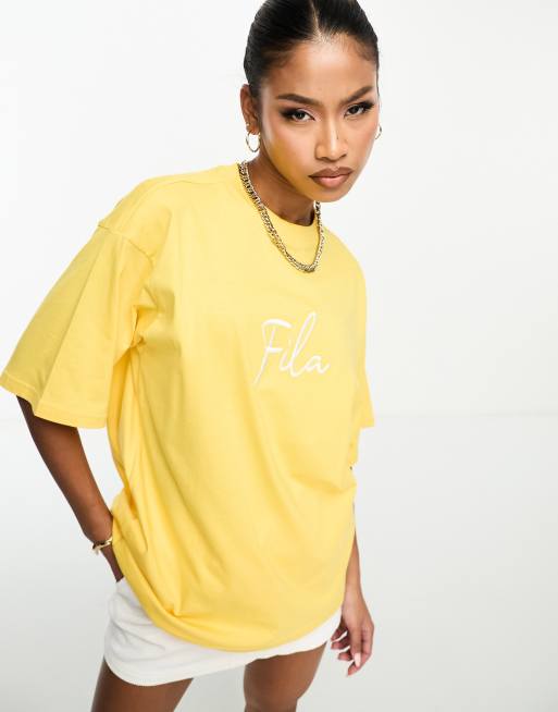 Womens yellow store fila t shirt