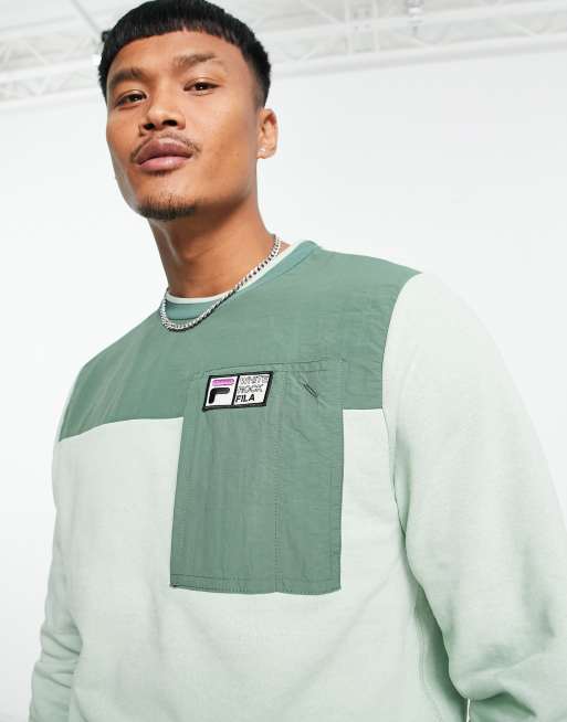 Fila – Grön blockfärgad sweatshirt med logga, 3 av 4