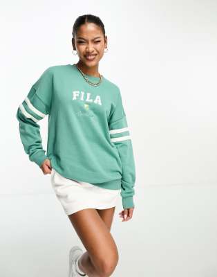 Fila – Grön sweatshirt i collegestil med logga och rund halsringning